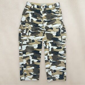 Vintage Tan Camo Baggy Plugg Cargo Pants Utility Pockets Relaxed Size 32 x 30